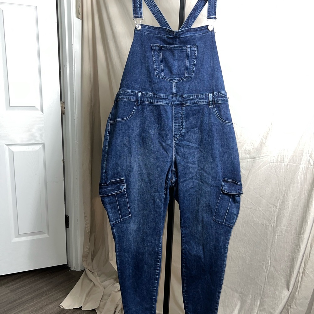 Fashion to Figure Skinny Stretch Denim Overalls in Size 4